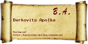Berkovits Apolka névjegykártya
